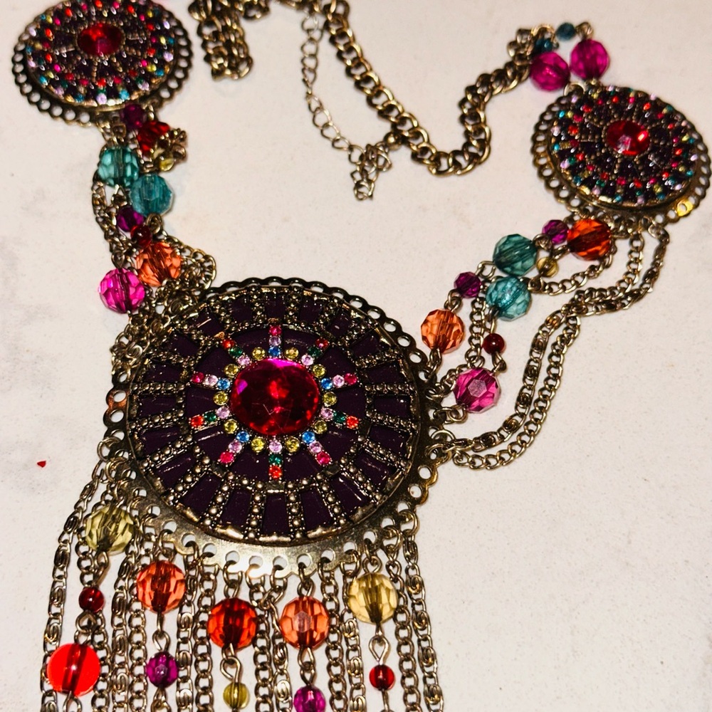 Multicolor Statement Necklace - image 6